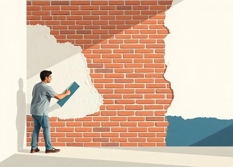 Application d'un enduit décoratif à la lisseuse sur un mur